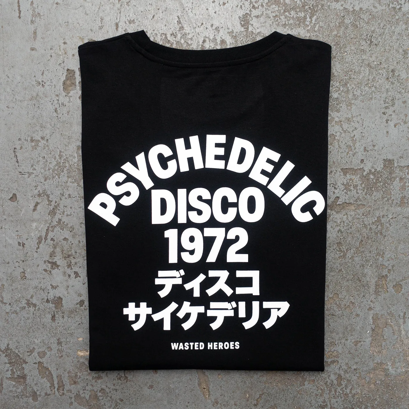 1972 Psychedelic Disco Back Print - Oversized Tshirt - Black