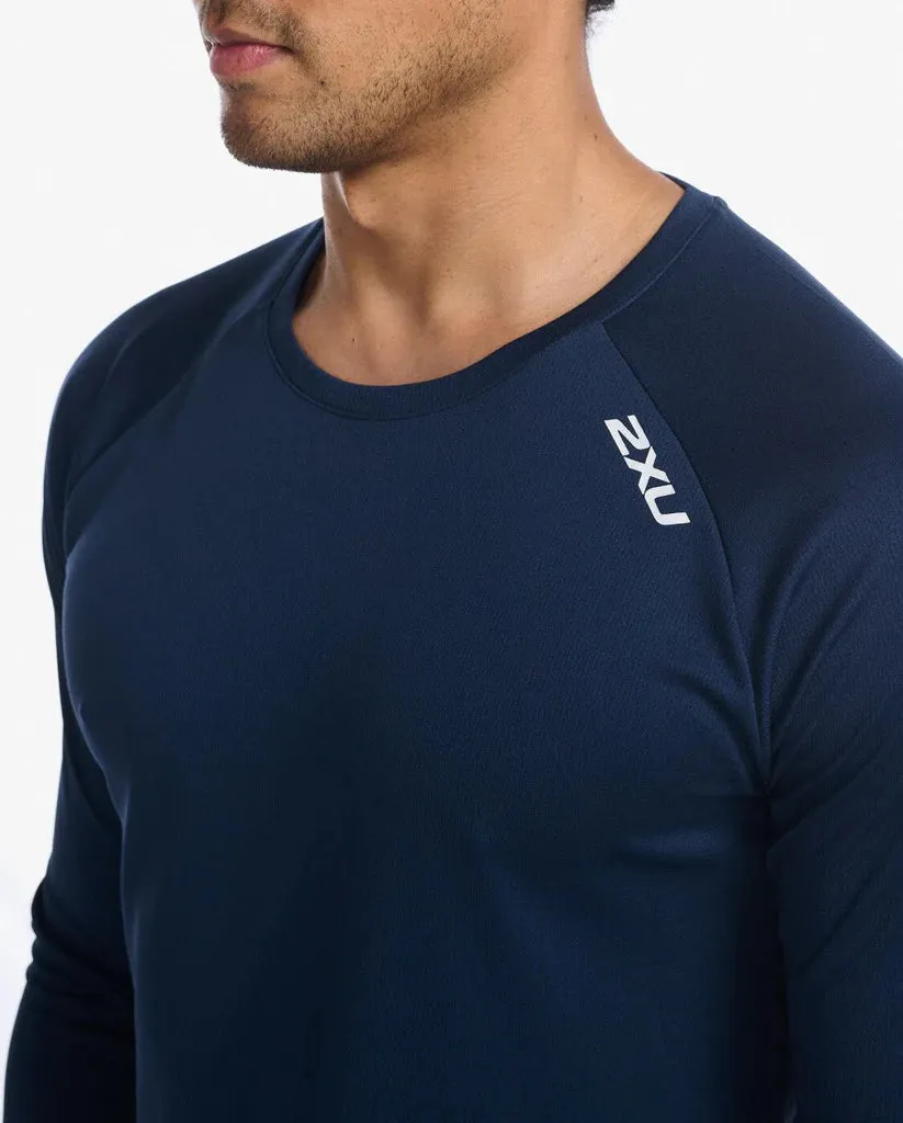 2XU Mens Aspire Long Sleeve Top - Midnight/White