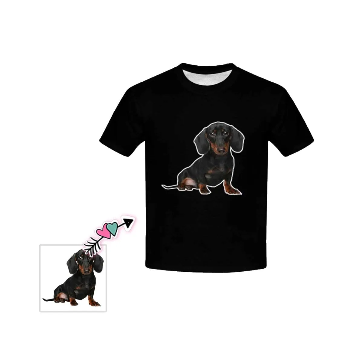 #6-15Y Custom Face Black Kid's All Over Print T-shirt