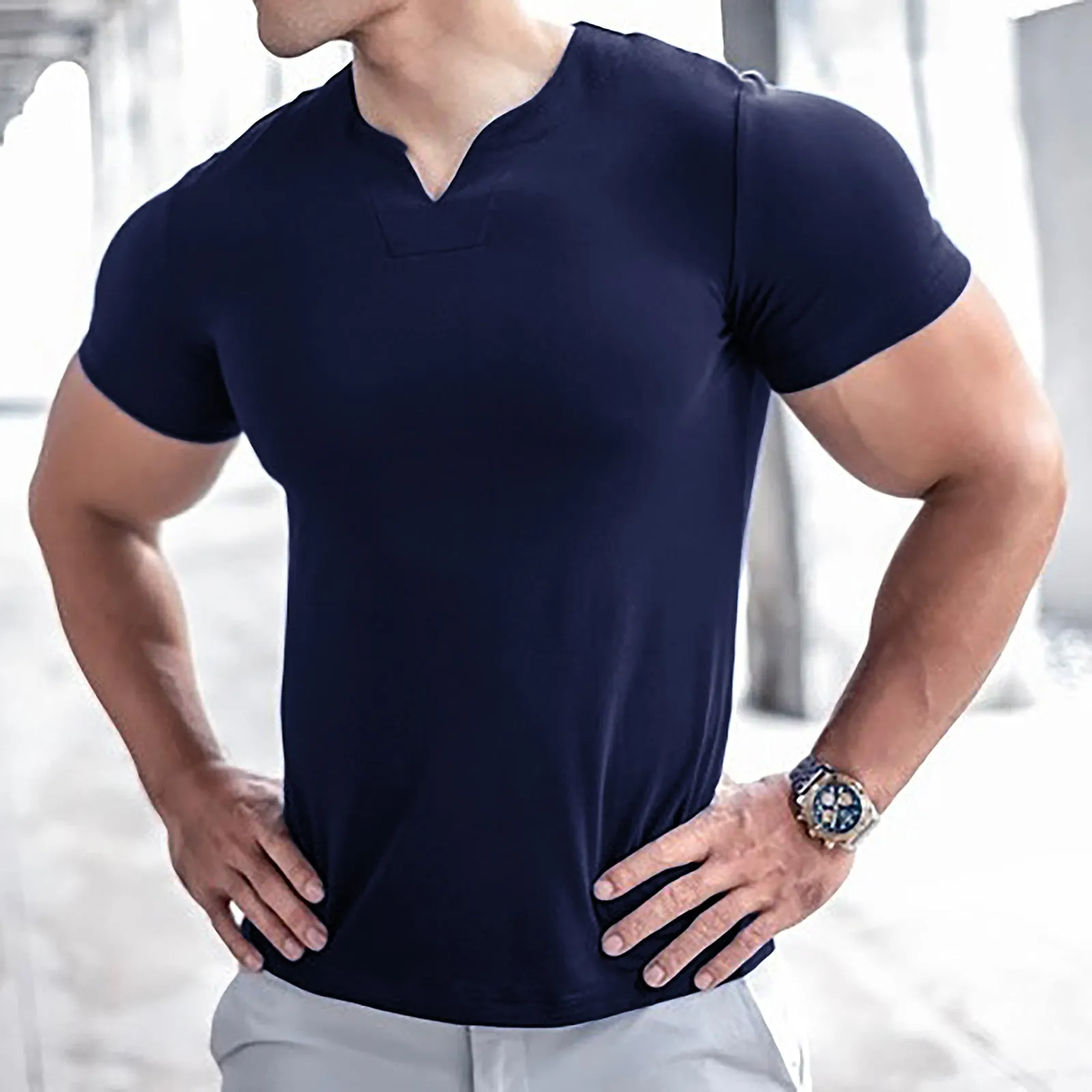 ACTIVE QUICK-DRY HENLEY V-NECK TEE