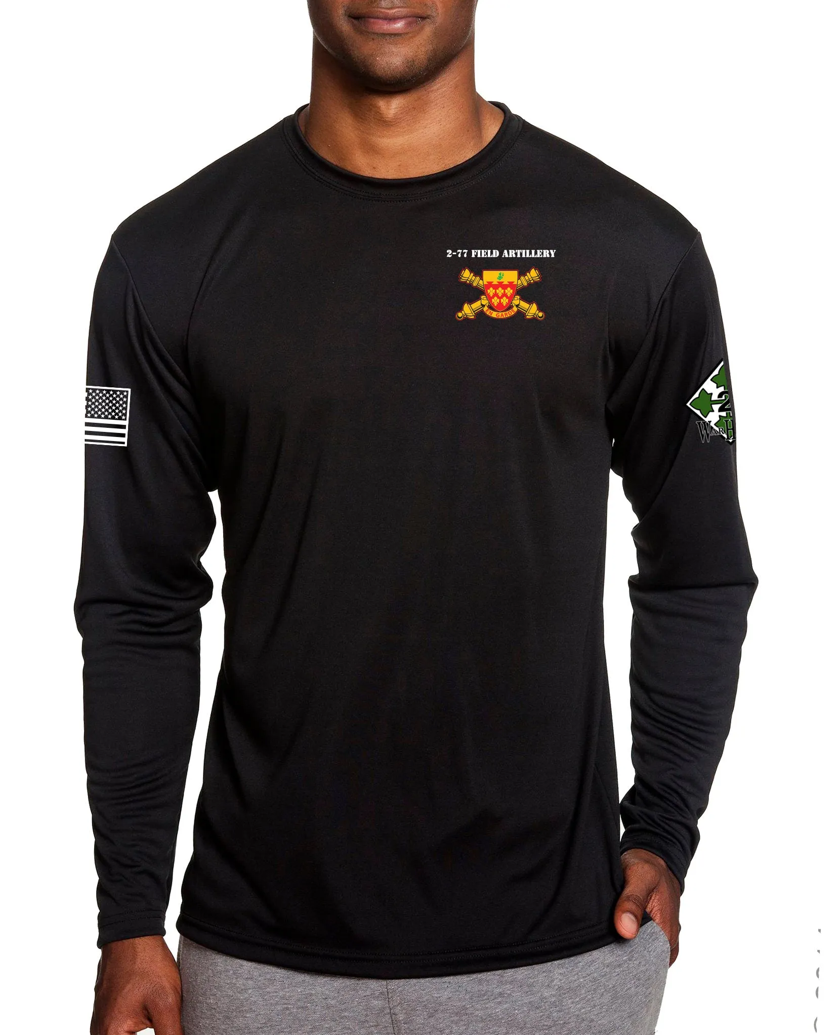 Alpha Battery LS Poly Unisex Black PT Shirt. This is Approved and can be worn for PT.*Free Liaison pick up for orders sent to base only*