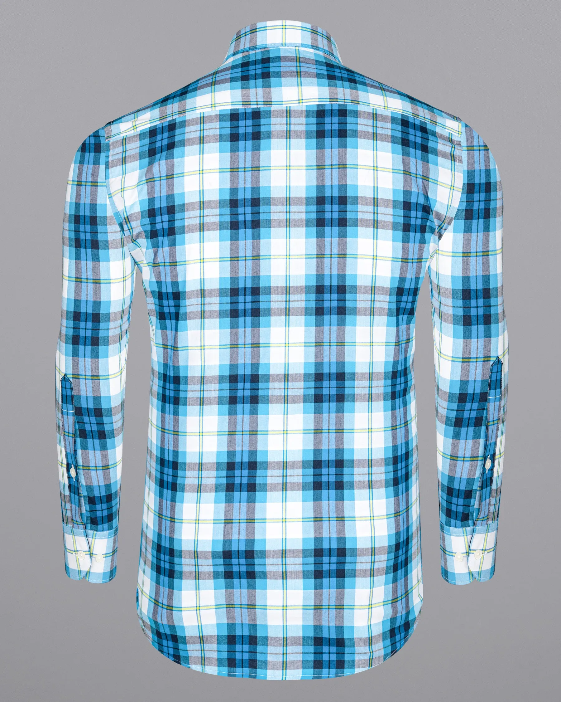 Anakiwa Blue and White Plaid Premium Twill Textured Premium Cotton Shirt