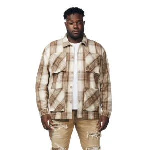 Big and Tall Plaid Flannel Overshirt - Driftwood