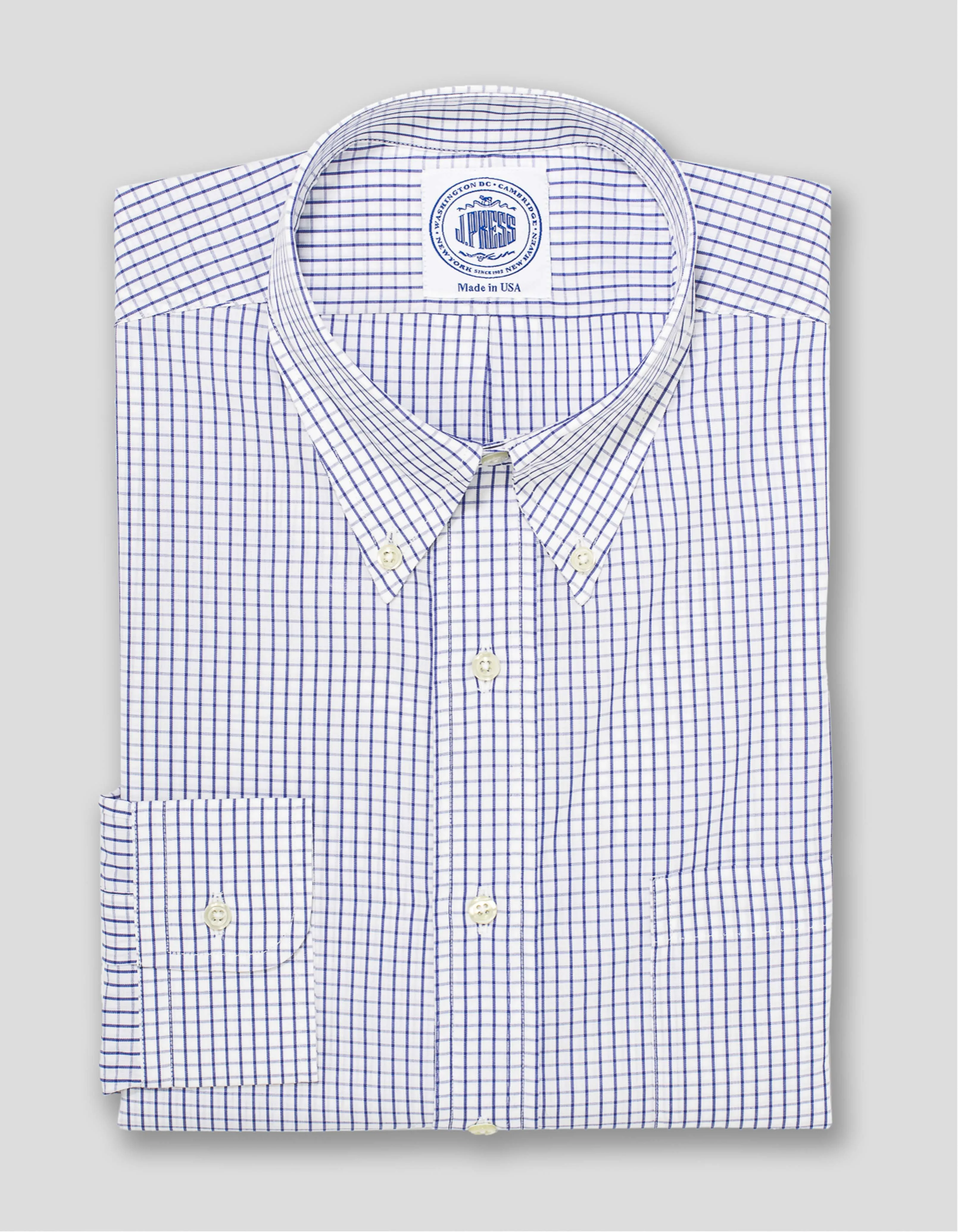 BLUE GRAPH CHECK BROADCLOTH DRESS SHIRT