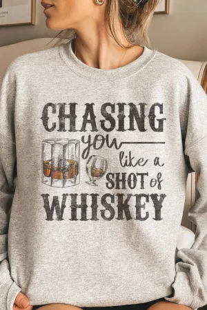 CHASING WHISKEY GRAPHIC SWEATSHIRT PLUS SIZE