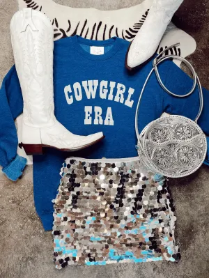 Cowgirl Era Sweatshirt in Blue-Medium