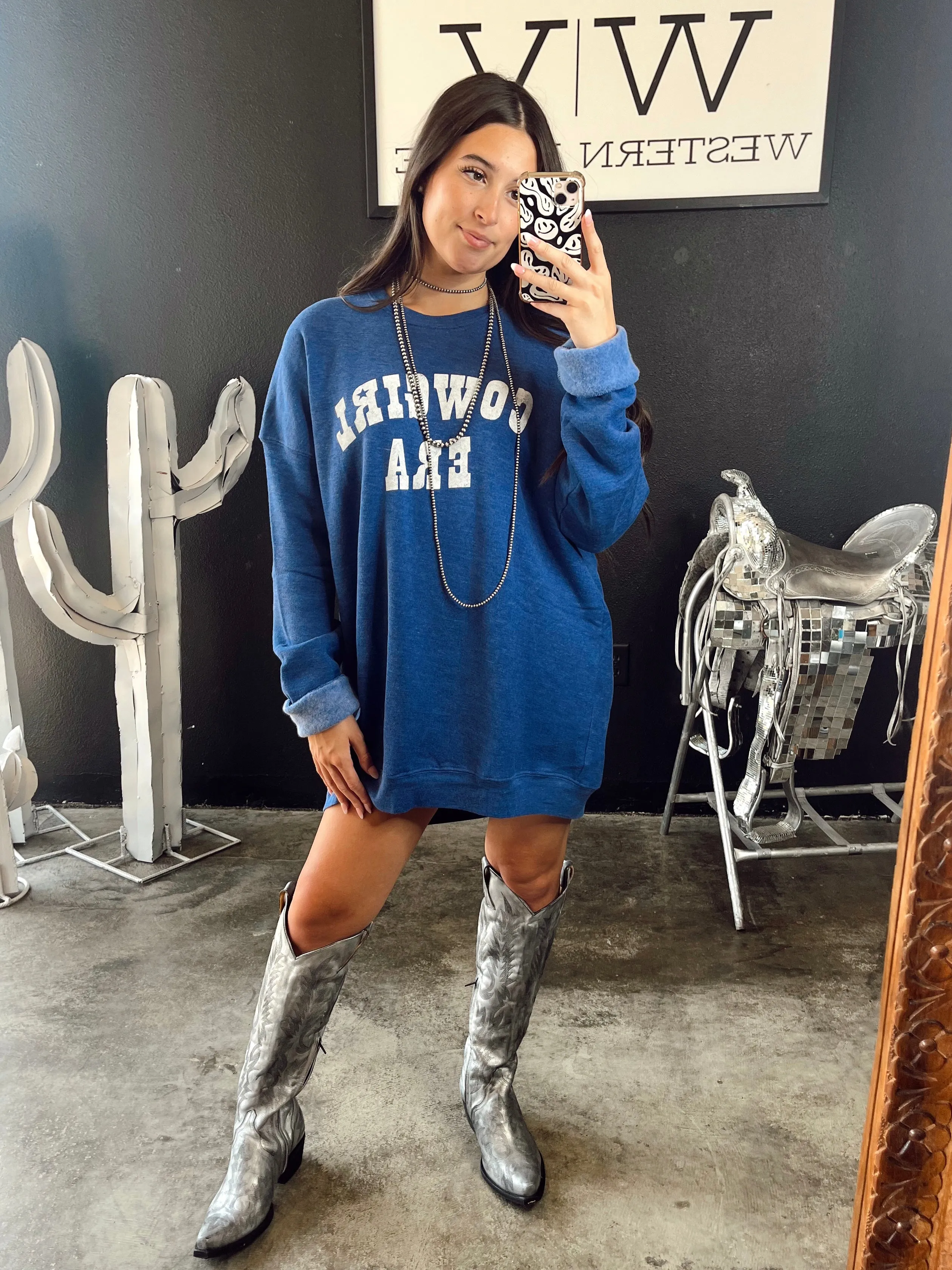 Cowgirl Era Sweatshirt in Blue-Medium