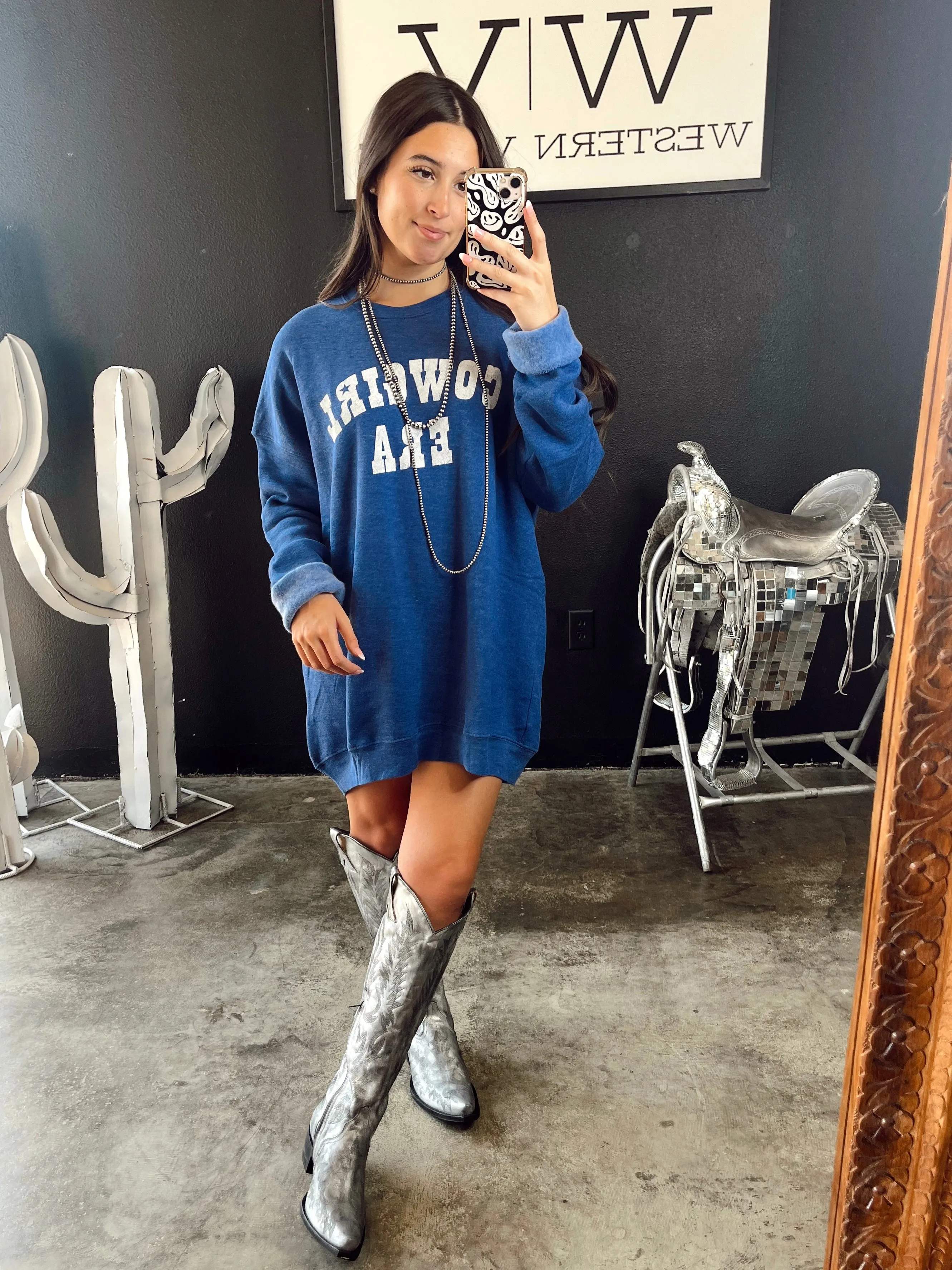 Cowgirl Era Sweatshirt in Blue-Medium