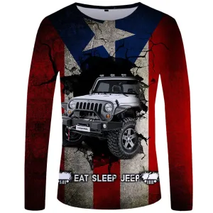 Eat Sleep Jeep Flag - Puerto Rico UPF 50  Long Sleeve Shirt