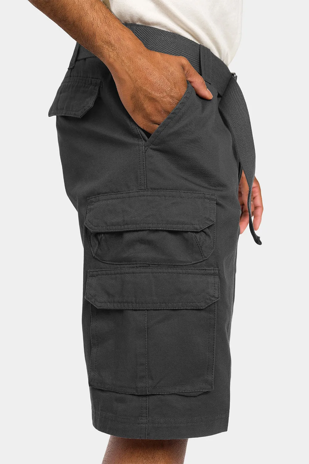 Essential Solid Relaxed Fit Chino Cargo Shorts