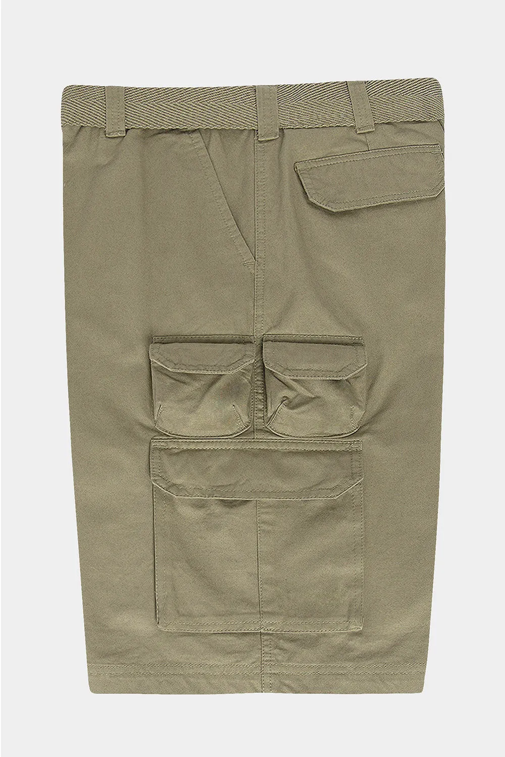 Essential Solid Relaxed Fit Chino Cargo Shorts