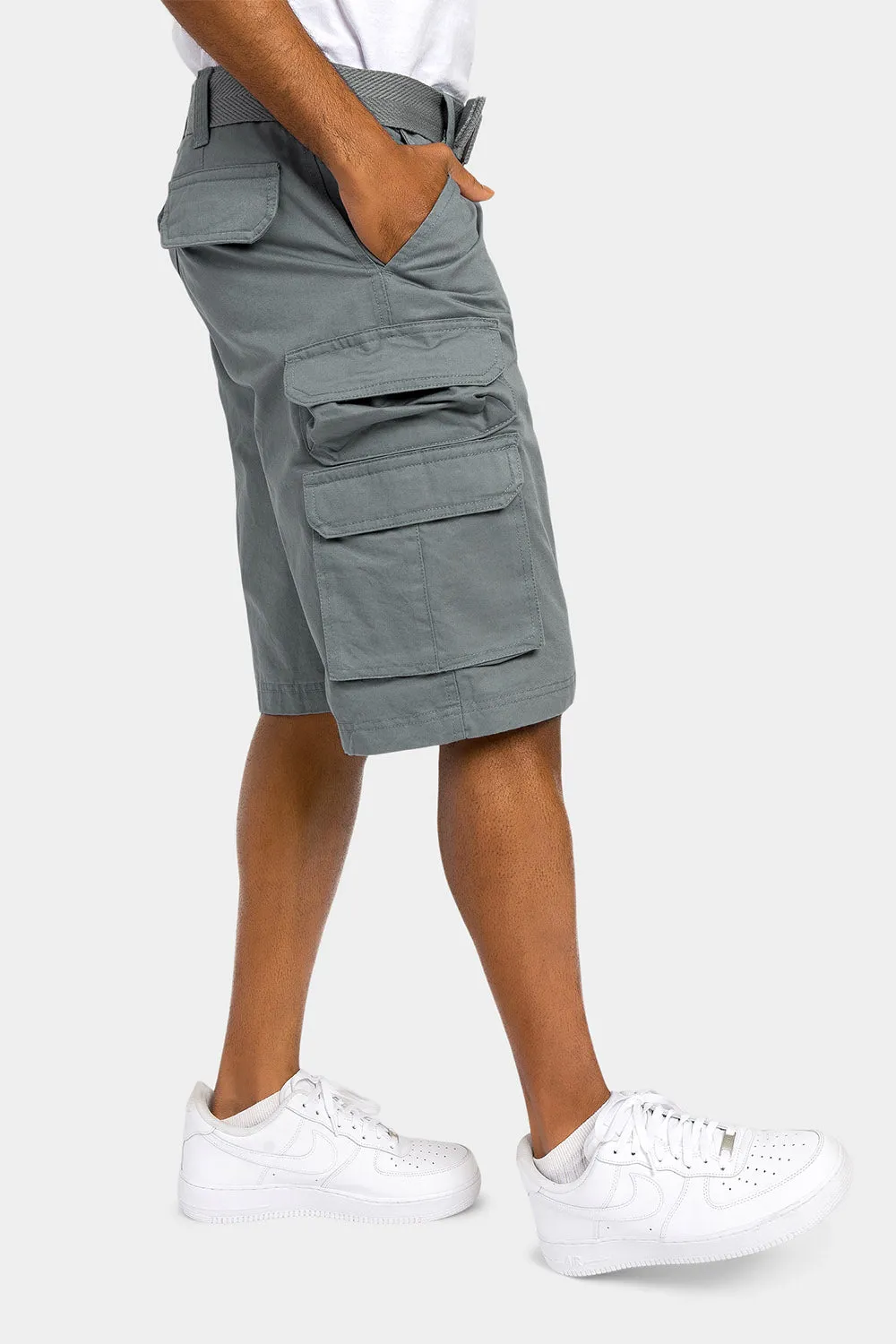 Essential Solid Relaxed Fit Chino Cargo Shorts