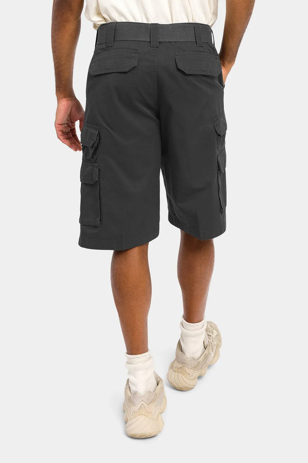 Essential Solid Relaxed Fit Chino Cargo Shorts