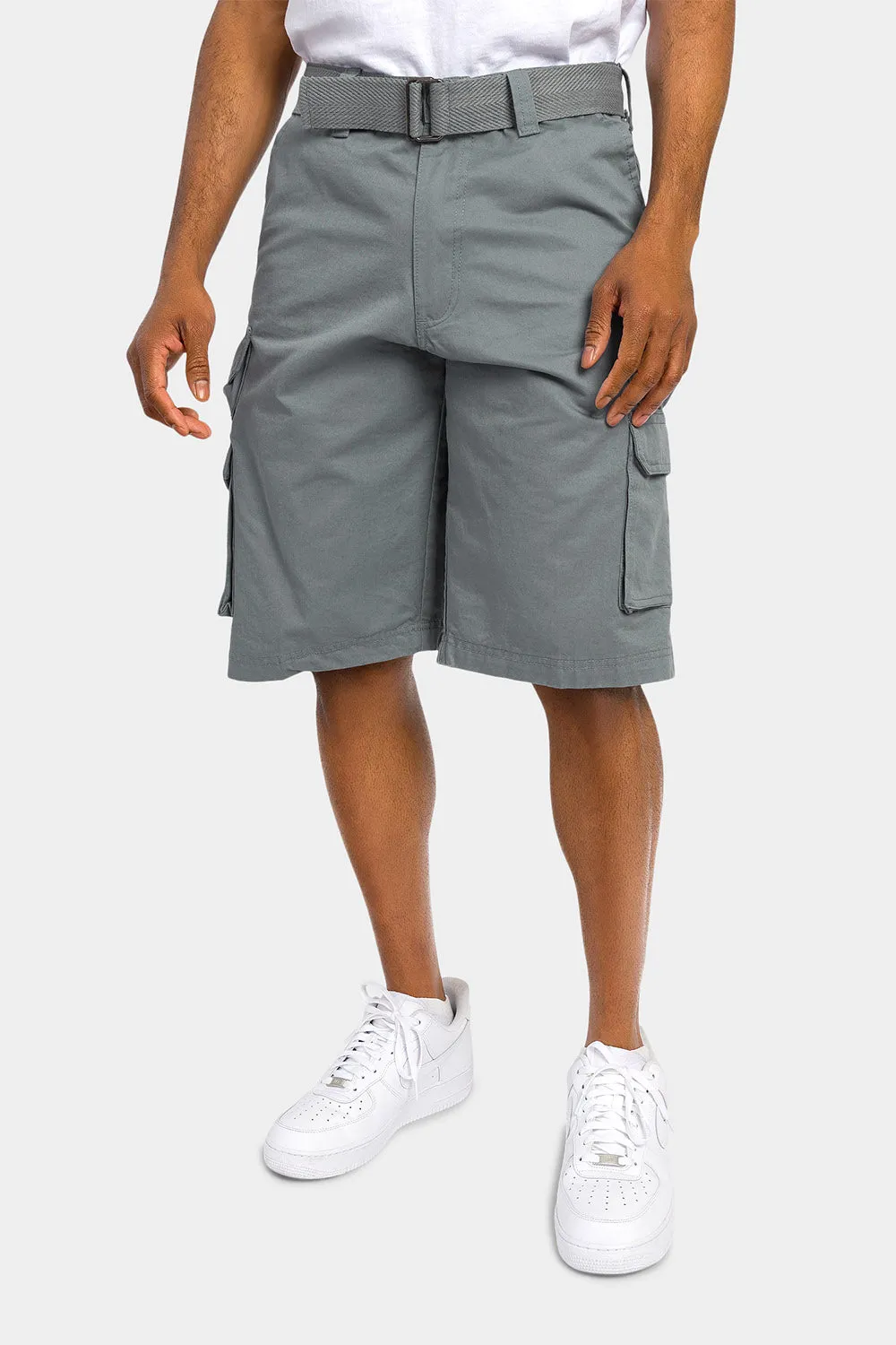 Essential Solid Relaxed Fit Chino Cargo Shorts