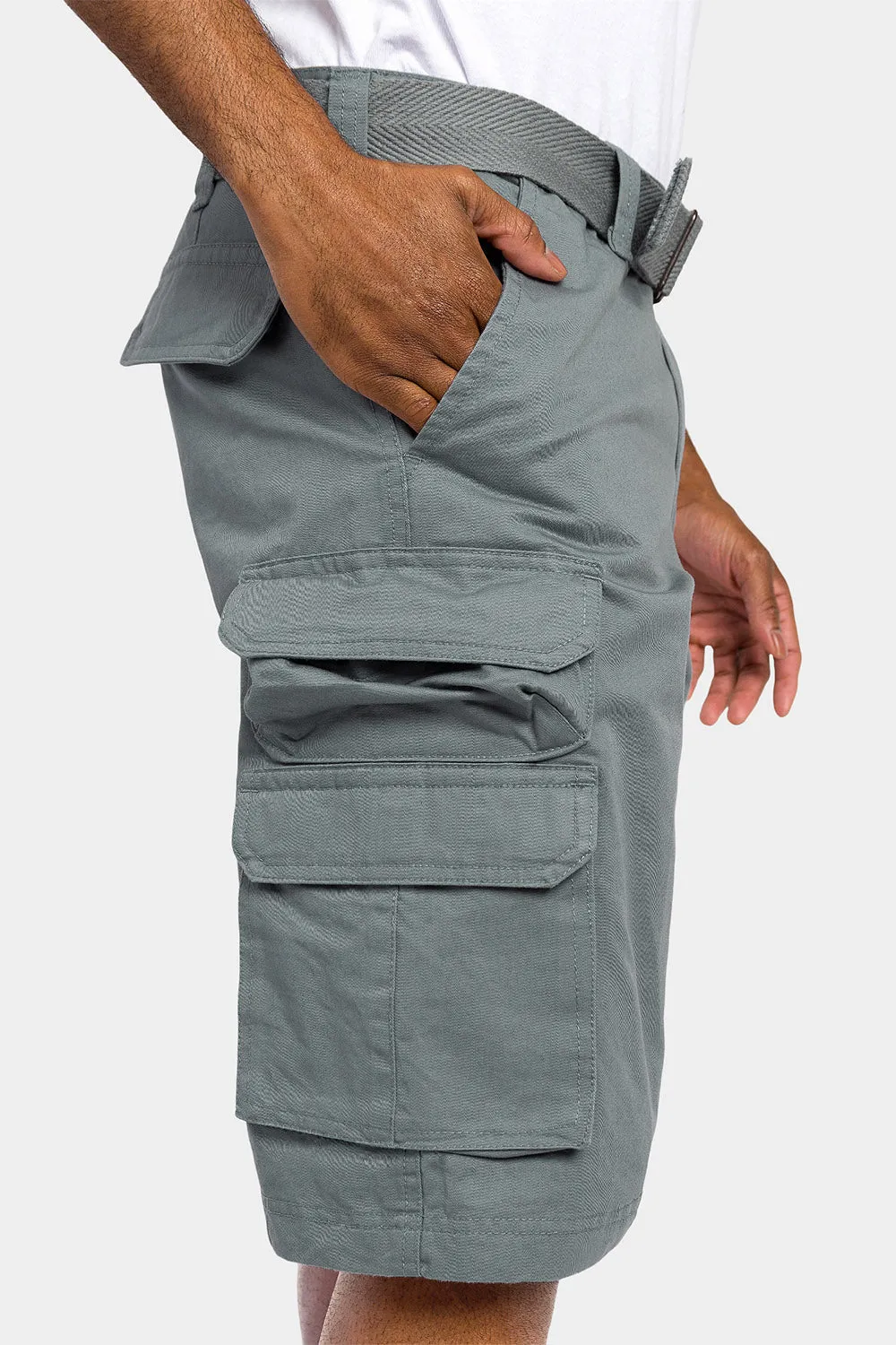 Essential Solid Relaxed Fit Chino Cargo Shorts