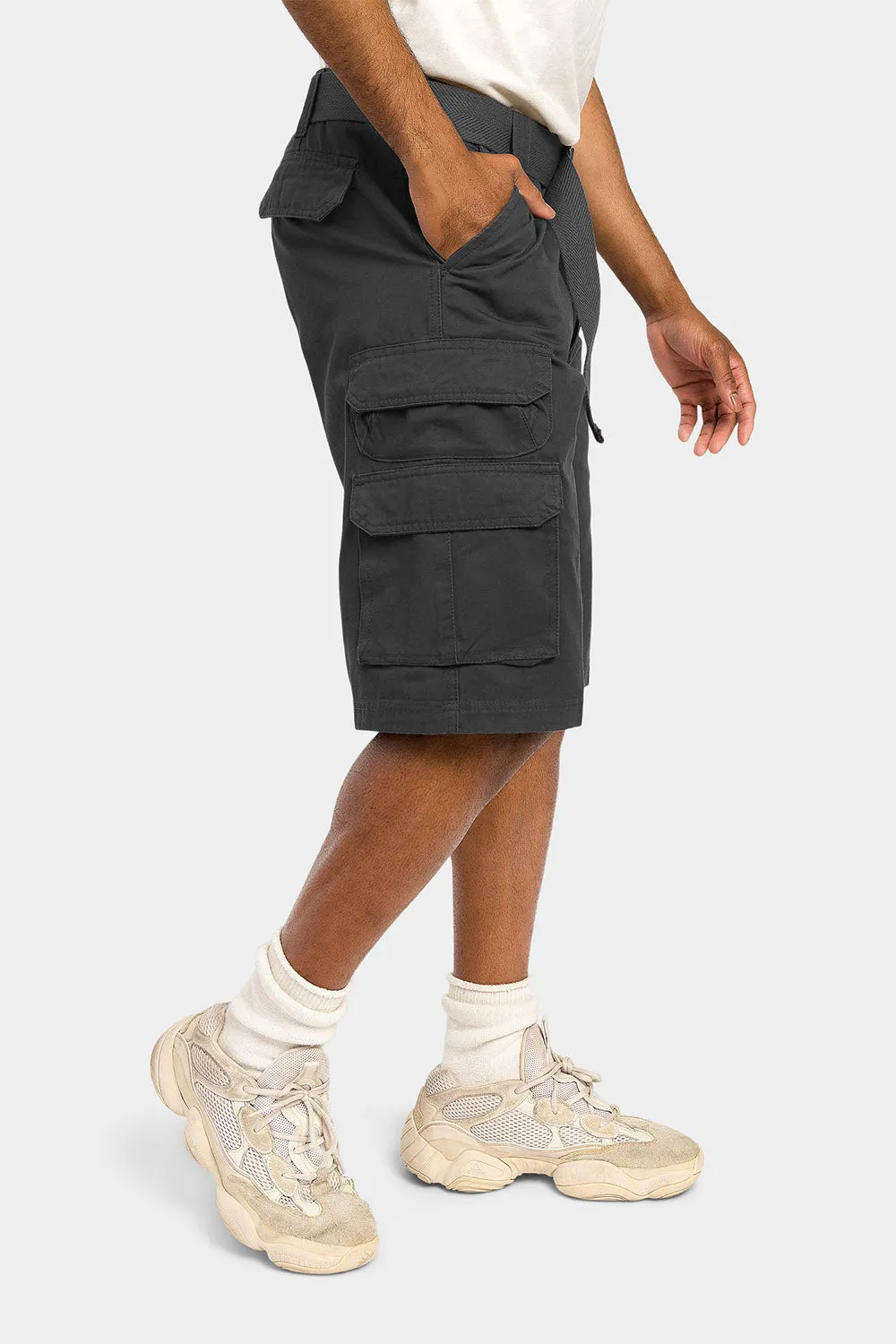 Essential Solid Relaxed Fit Chino Cargo Shorts