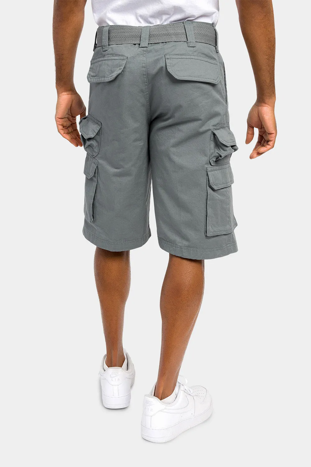 Essential Solid Relaxed Fit Chino Cargo Shorts