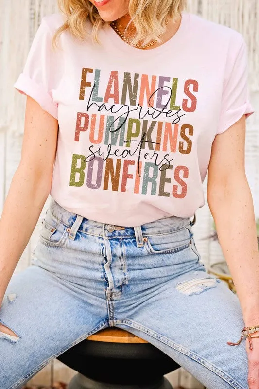 FLANNELS PUMPKINS BONFIRES GRAPHIC TEE PLUS SIZE