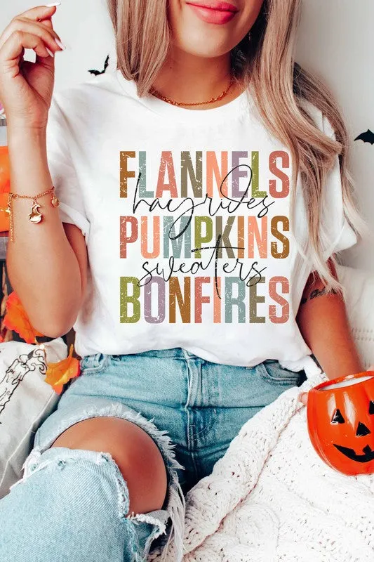 FLANNELS PUMPKINS BONFIRES GRAPHIC TEE PLUS SIZE