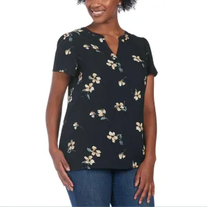 Hilary Radley Women's V-Neck Flutter Sleeves Lightweight Floral Print Blouse Top