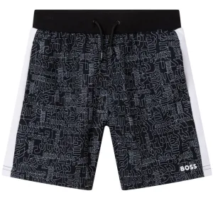 Hugo Boss Kids Elastane Track Bermuda Short Black J24747-09B