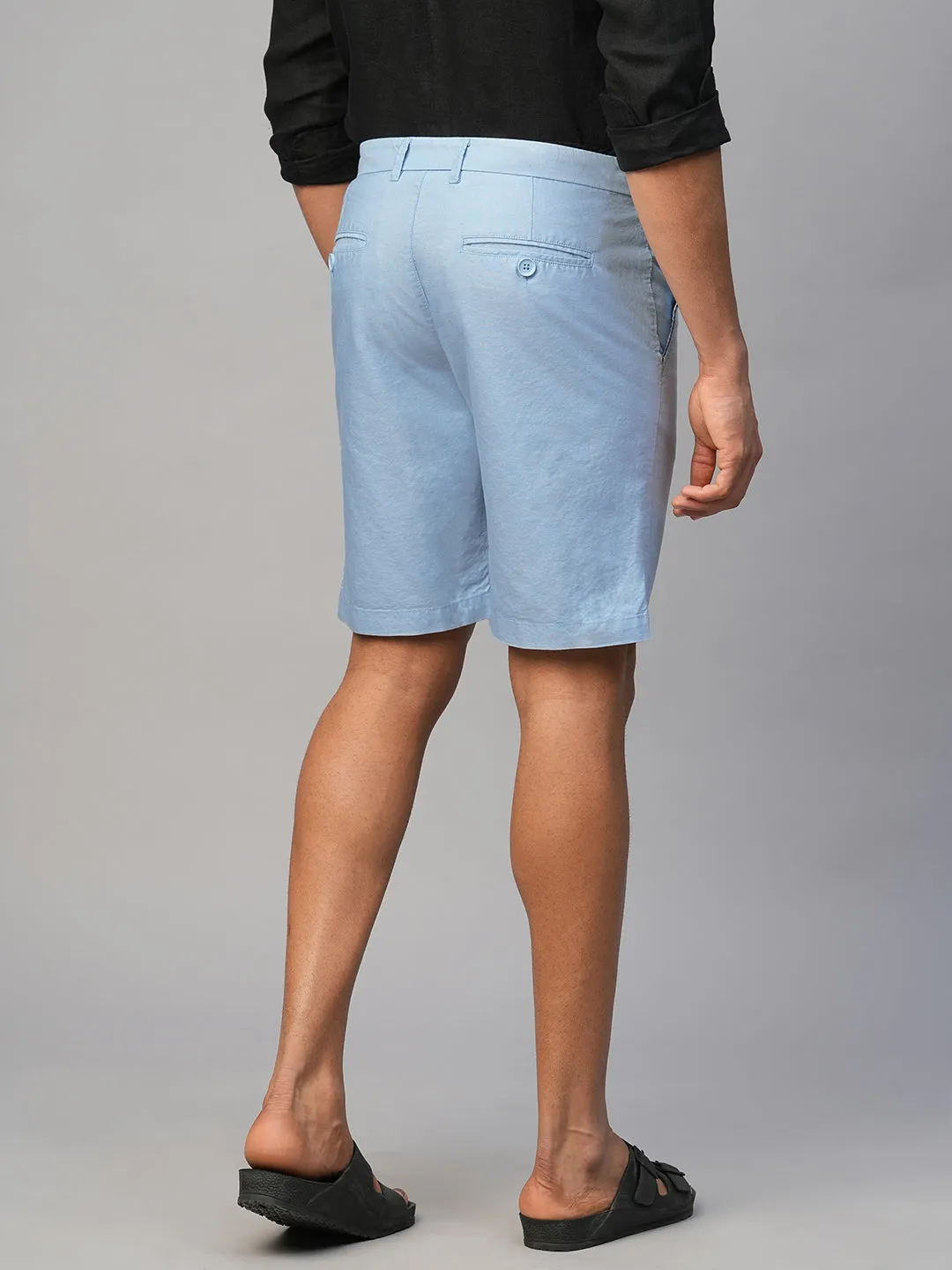 Men's Blue Cotton Regular Fit Shorts