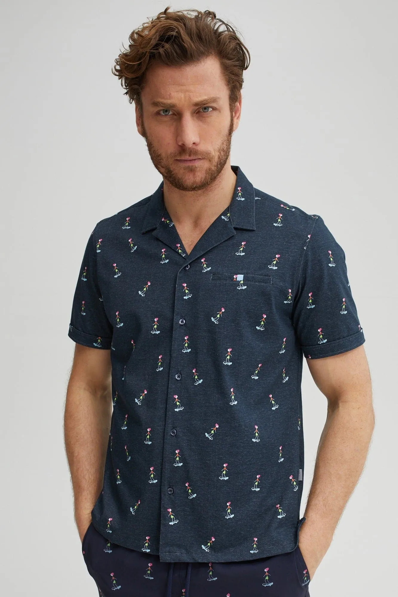 Navy Hula Girl T-Series DryTouch® Resort Collar Shirt