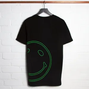 Neon Outline Side Smiley - Tshirt - Black