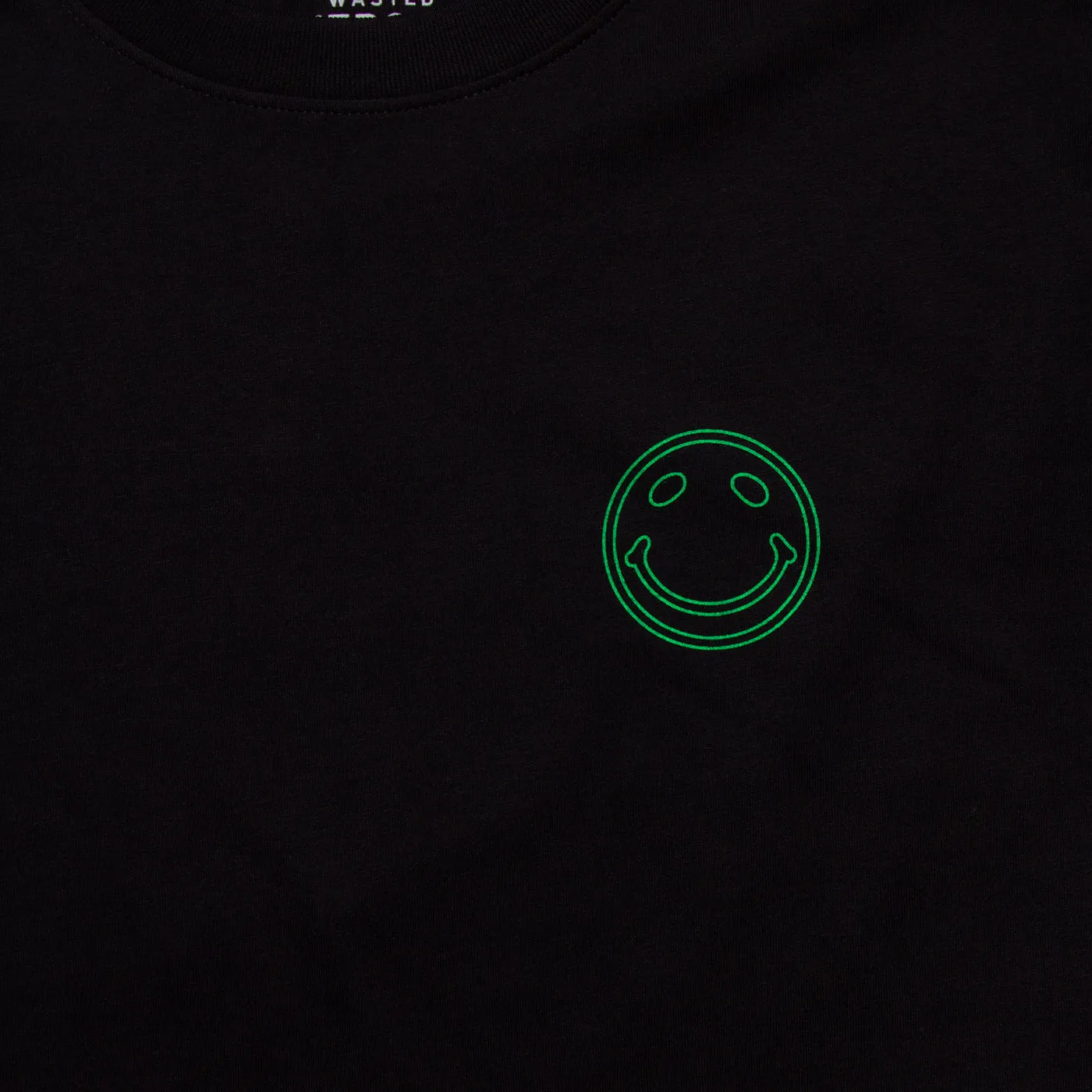 Neon Outline Side Smiley - Tshirt - Black