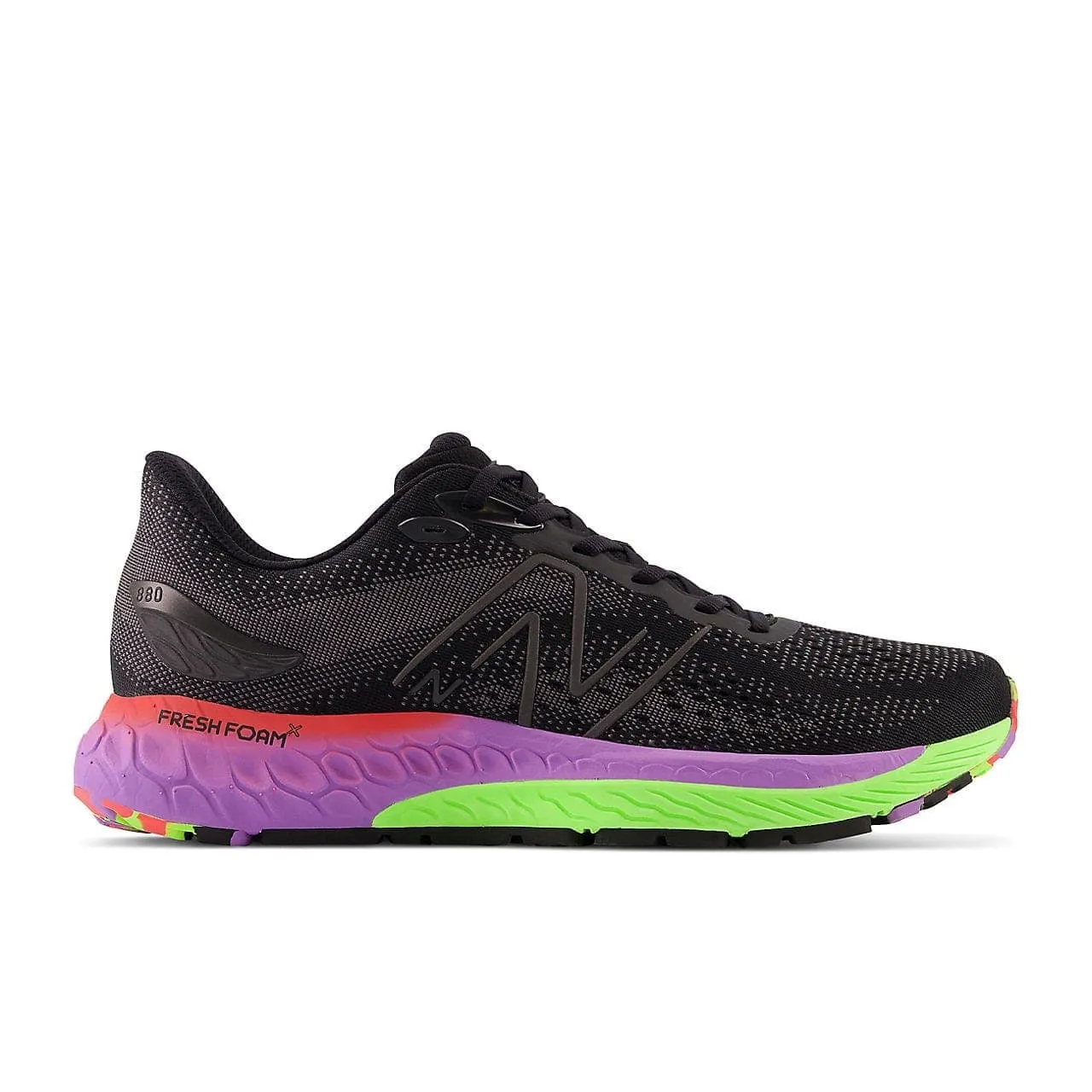 New Balance Fresh Foam 880 v12 (Mens) - Black with Pixel Green and Electric Purple