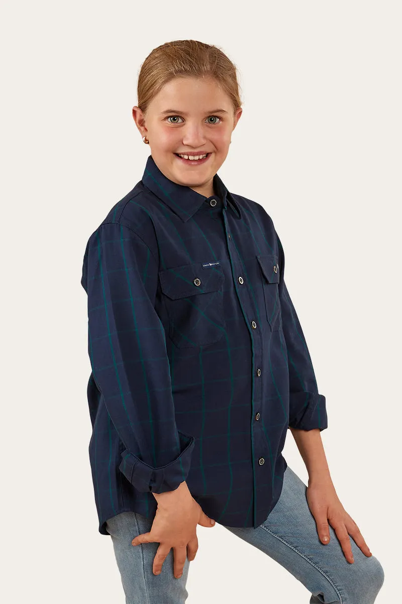 Newbury Kids Full Button Work Shirt - Navy