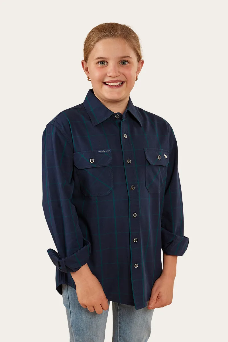 Newbury Kids Full Button Work Shirt - Navy