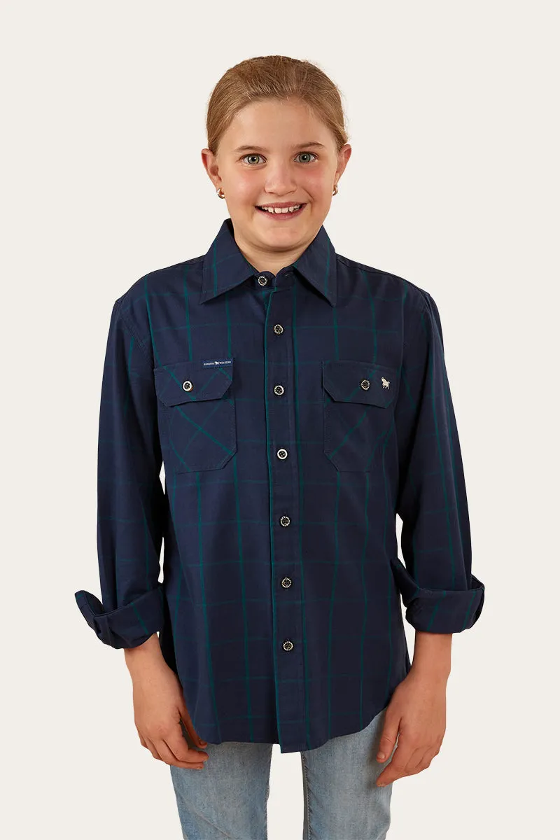 Newbury Kids Full Button Work Shirt - Navy