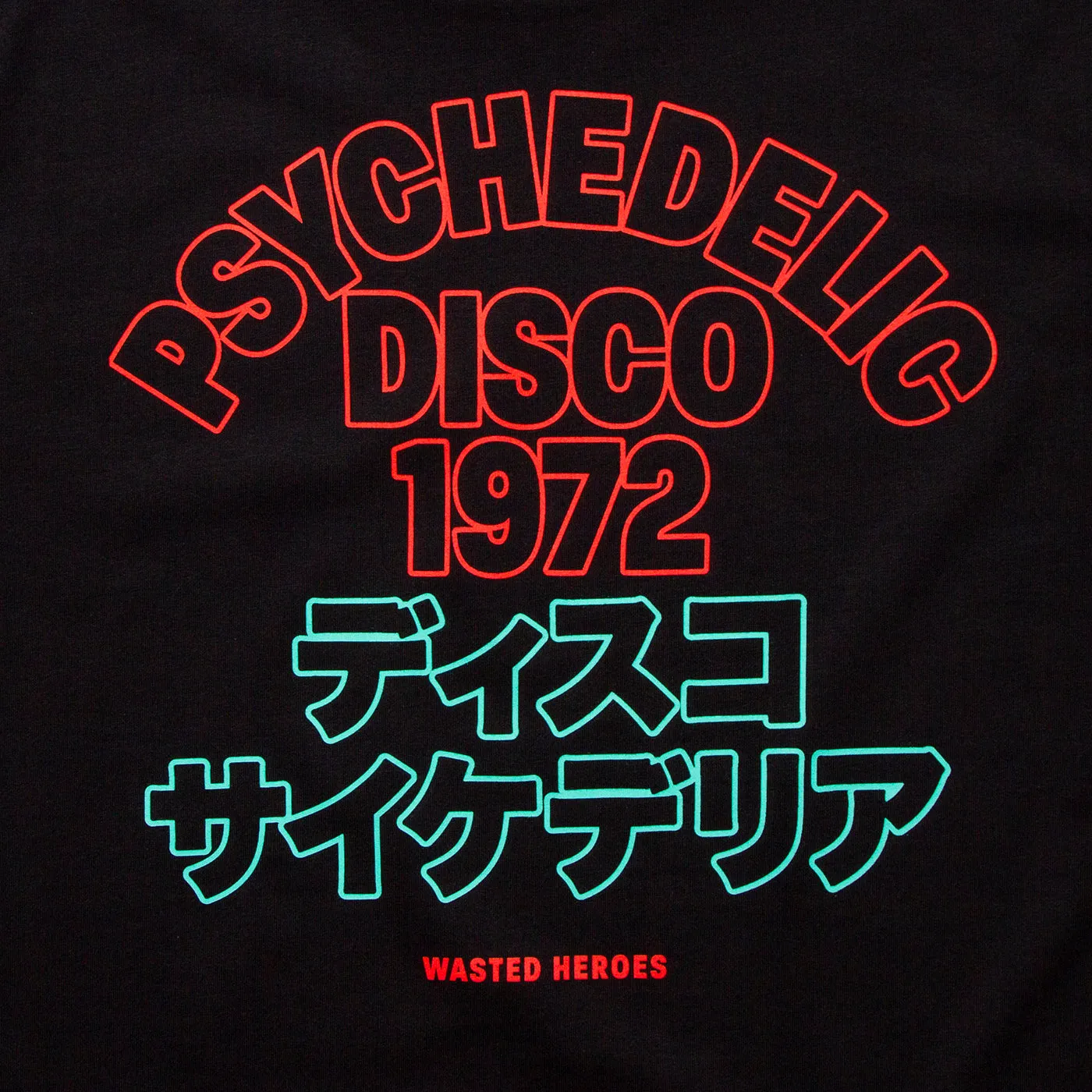 Outline 1972 Psychedelic Disco Back Print - Oversized Tshirt - Black