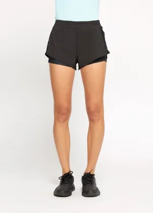 Overlay Side Lace/ Mesh Shorts (Black & White)