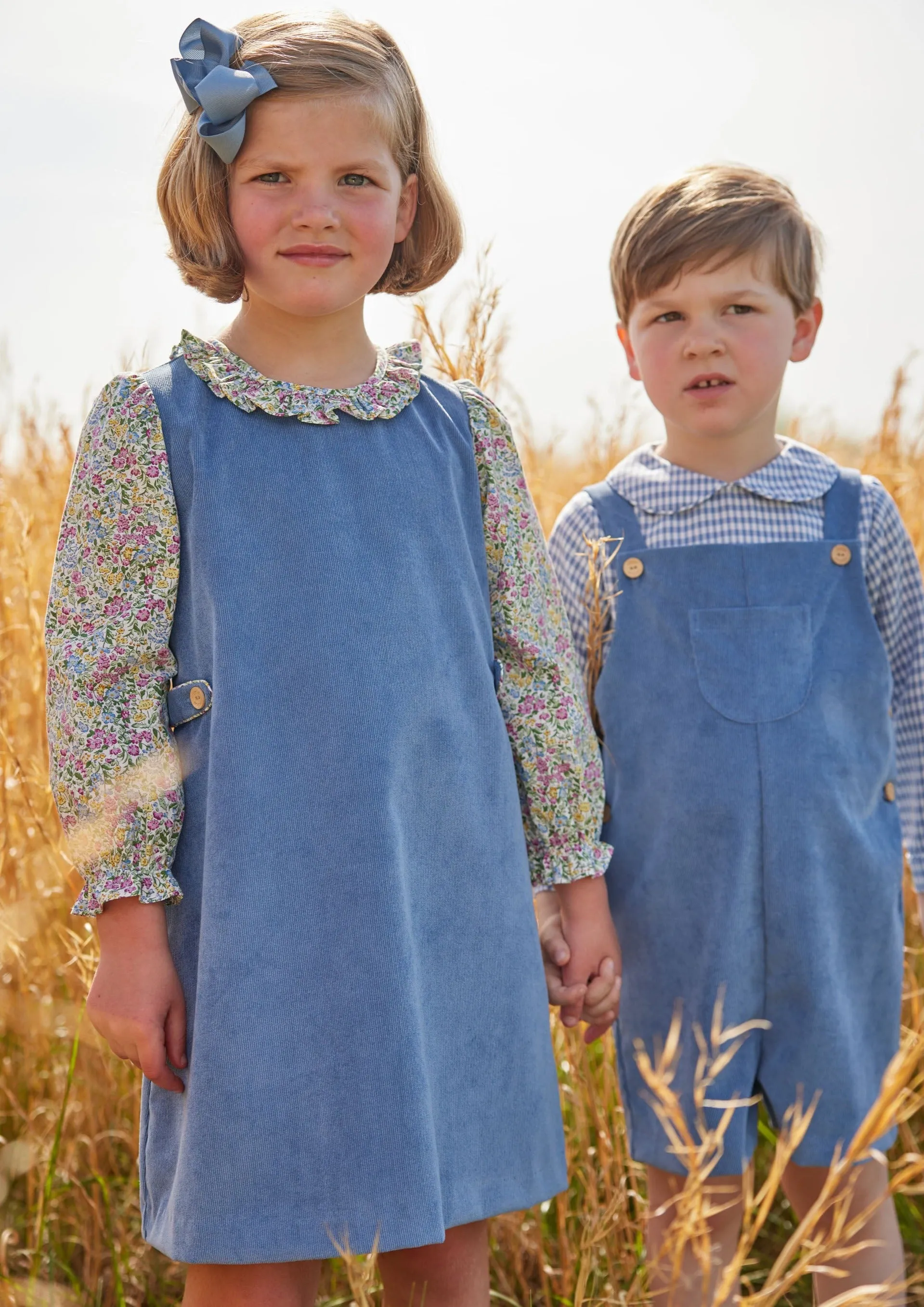 Peter Pan Shirt - Gray Blue Gingham