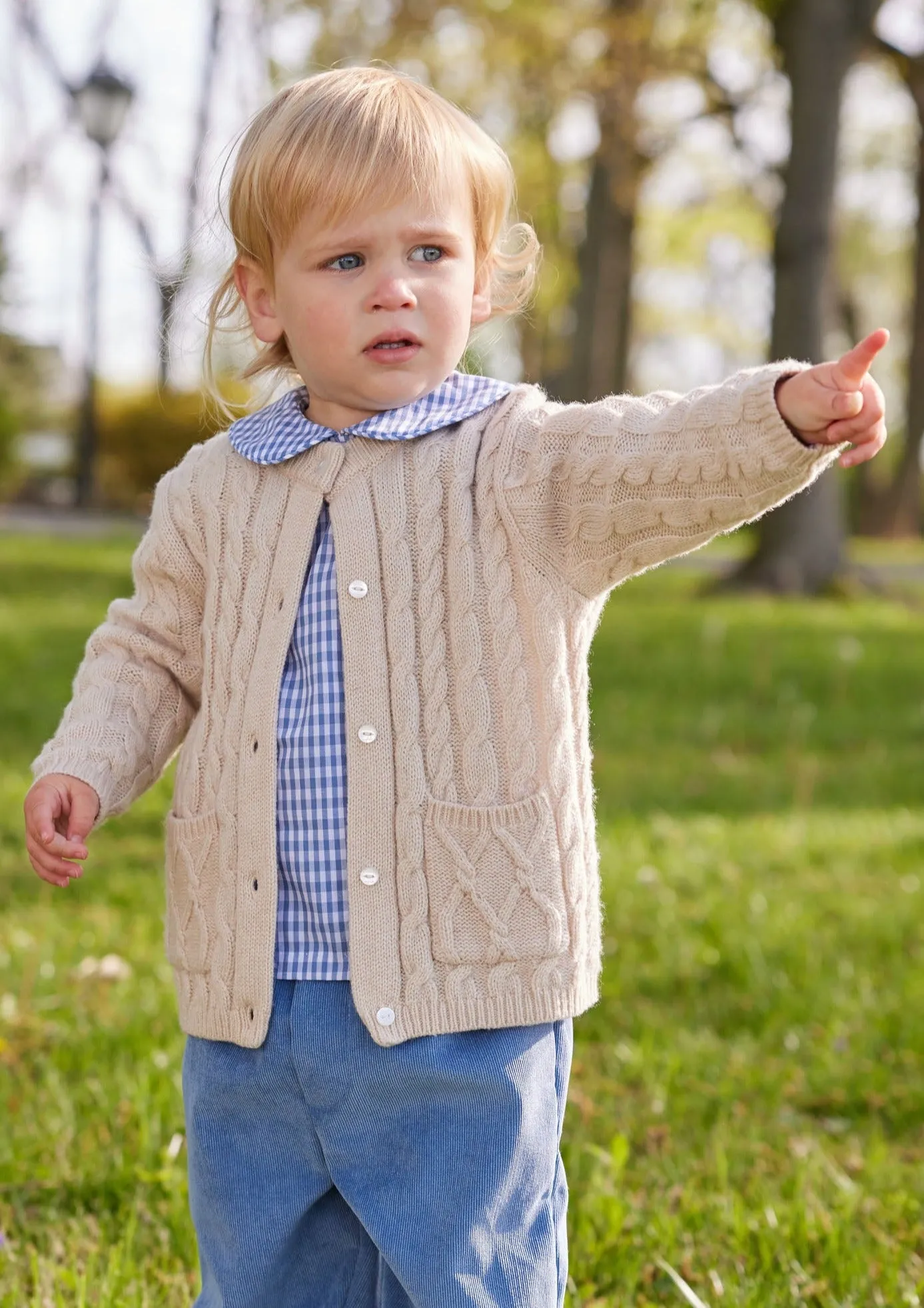 Peter Pan Shirt - Gray Blue Gingham