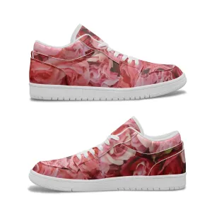 Red Flowers Type1 Low-Top AJ1 Leather Sneakers