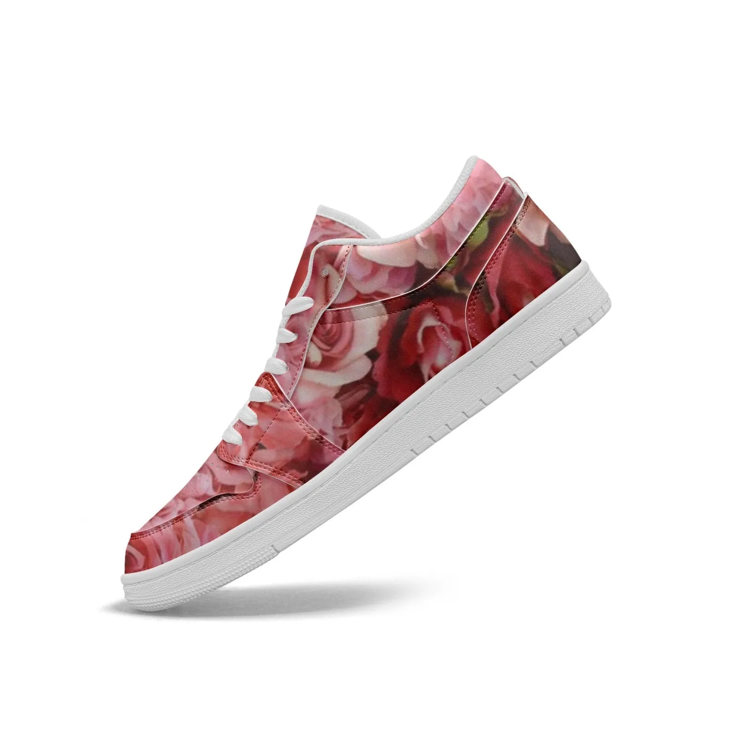 Red Flowers Type1 Low-Top AJ1 Leather Sneakers