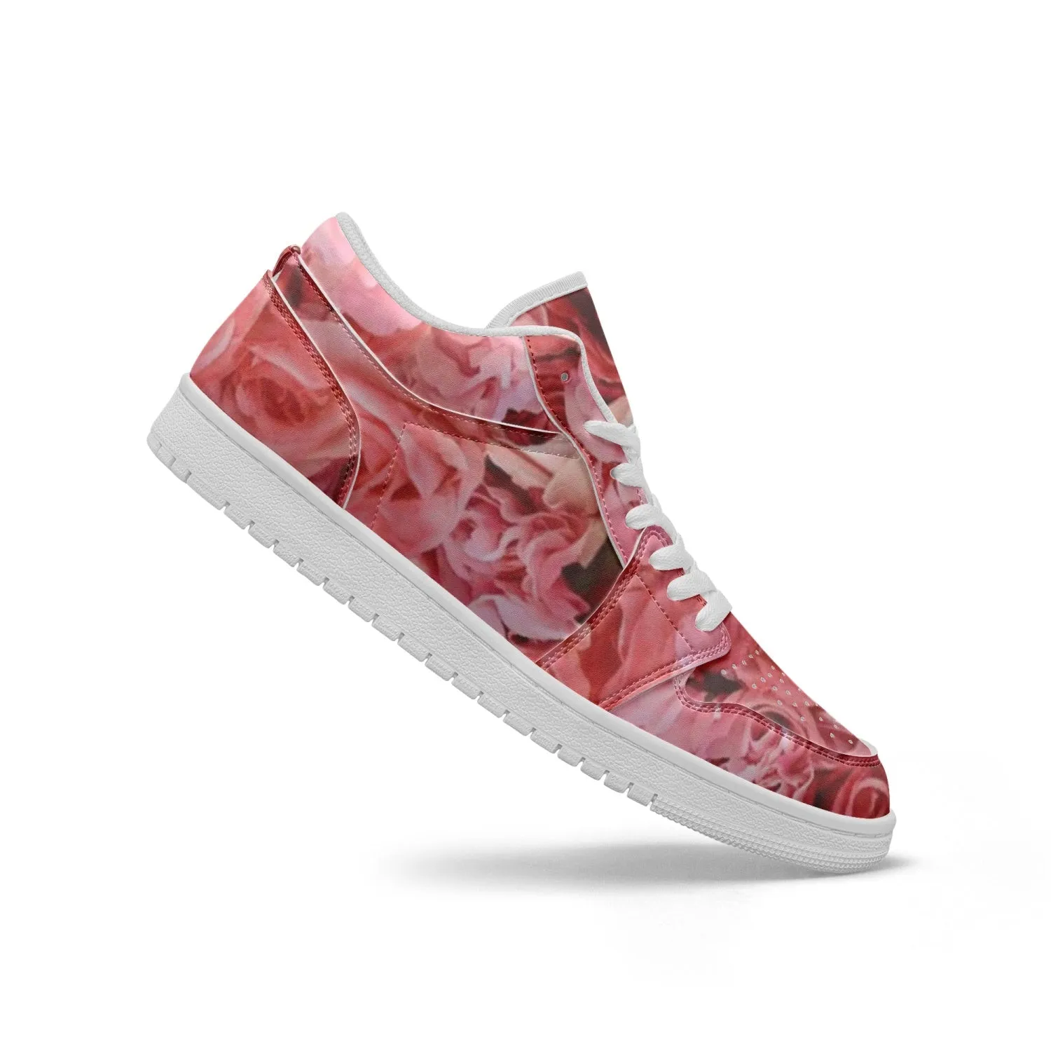 Red Flowers Type1 Low-Top AJ1 Leather Sneakers