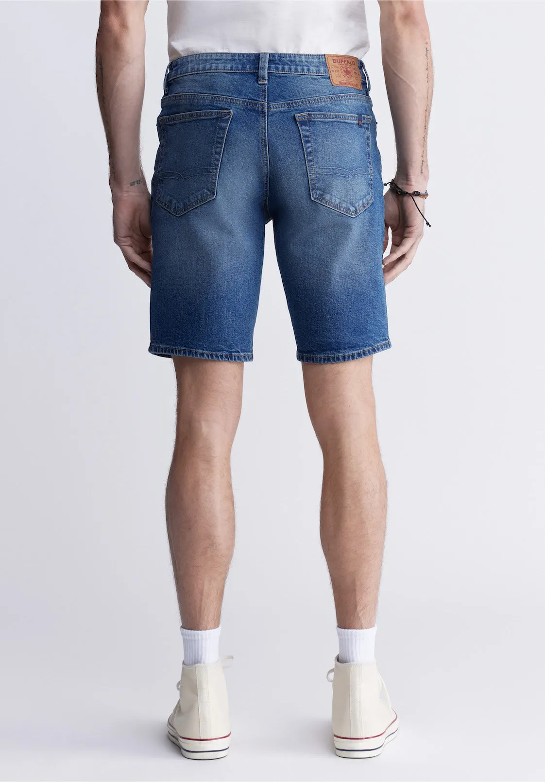 Relaxed Straight Dean Men's Denim Shorts in Contrast Blue - BM22953