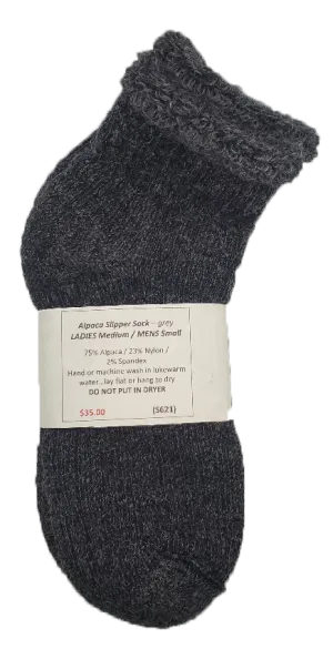 S621 Alpaca Thermal Slipper Sock Grey Ladies Medium / Mens Small