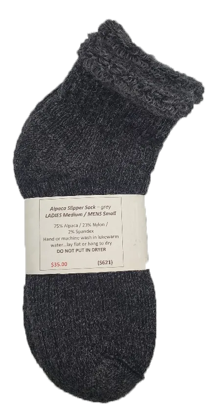 S621 Alpaca Thermal Slipper Sock Grey Ladies Medium / Mens Small