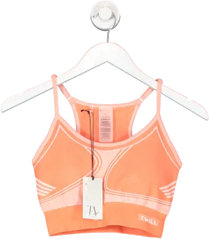 Twill Active Orange Recycled Colour Block Body Fit Seamless Sports Bra UK S