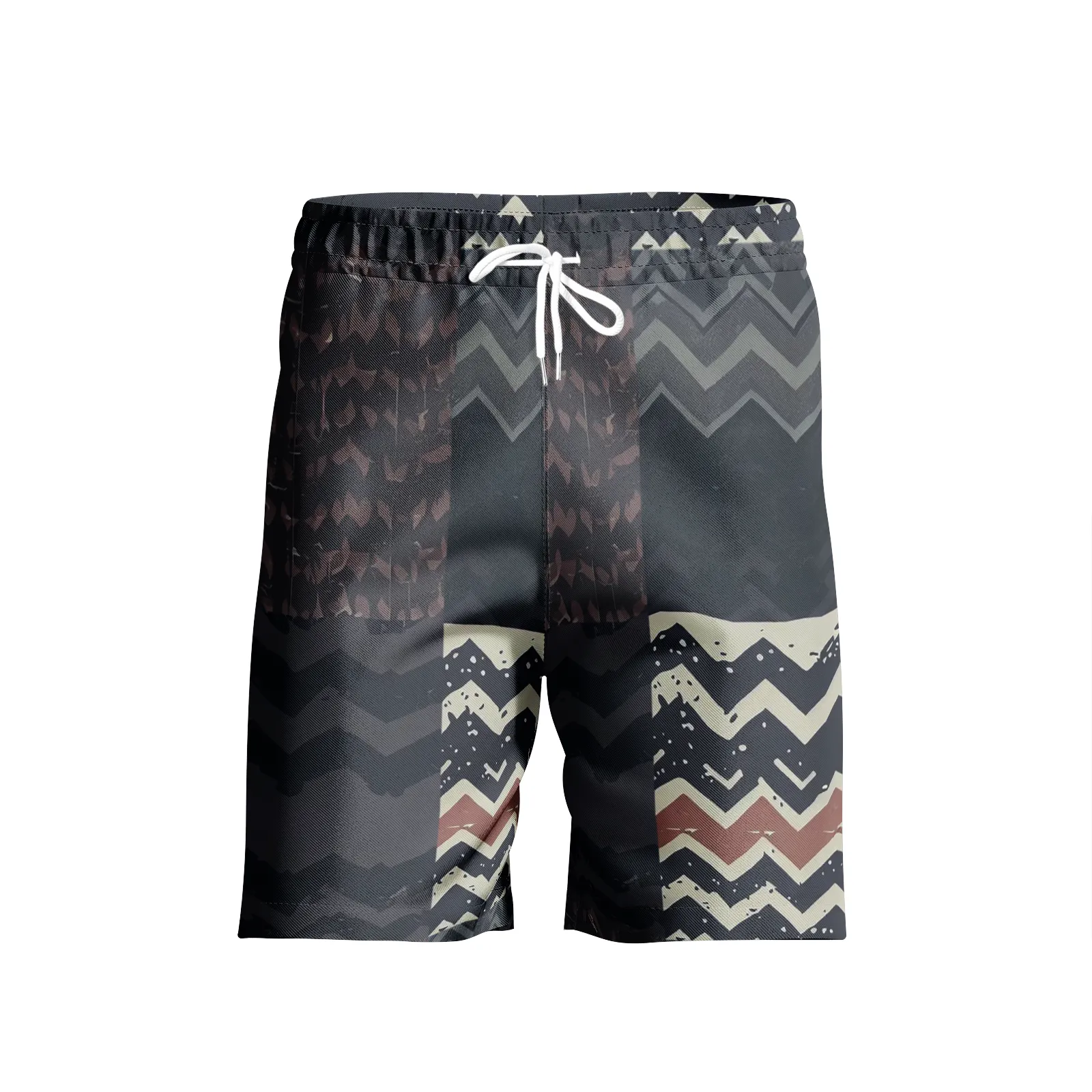 Vampire Art Grunge Patchwork Men's Beach Shorts - Herringbone and Chains