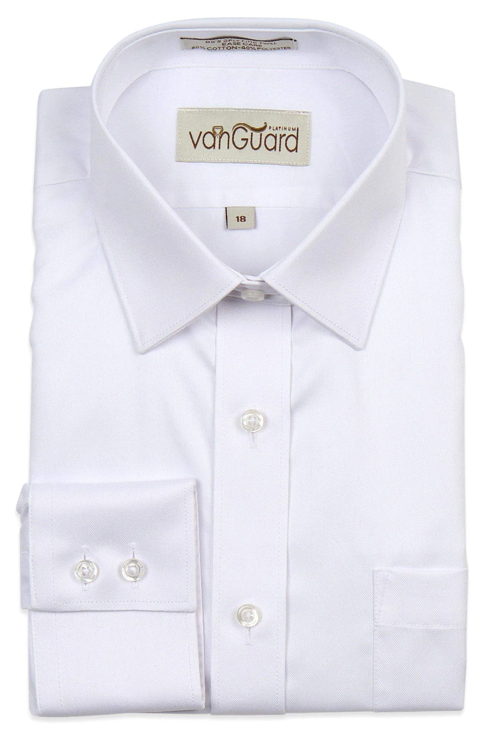 Van Guard Twill Mens White Shirt Chassidisch (Right Over Left) - Boys