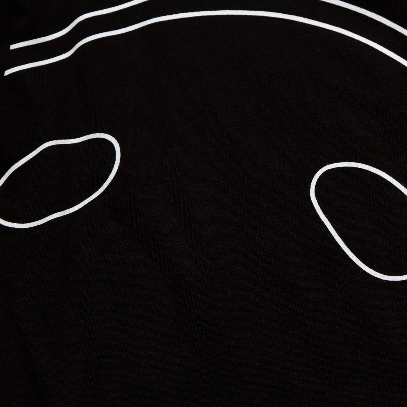 White Outline Side Smiley - Oversized Tshirt - Black