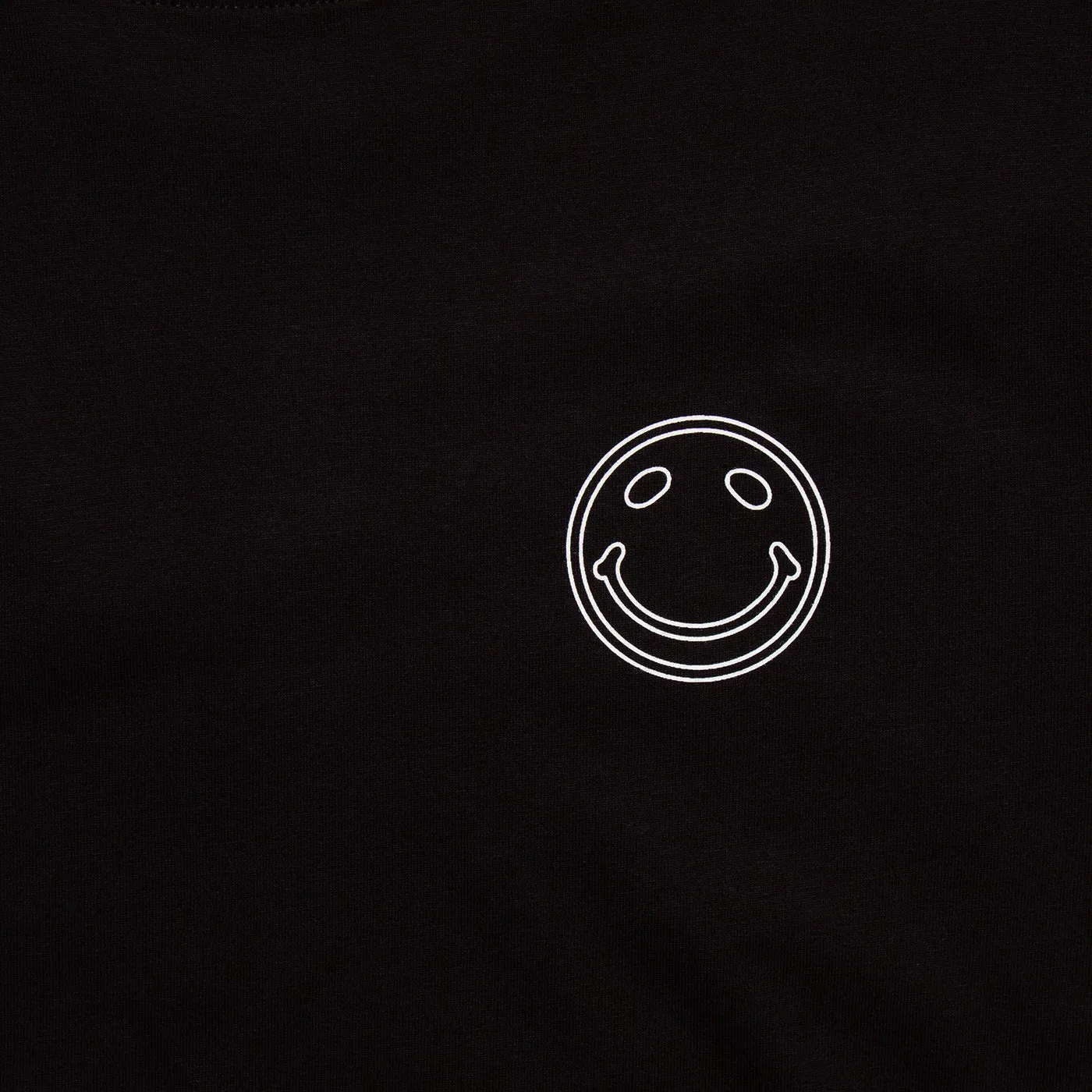 White Outline Side Smiley - Oversized Tshirt - Black